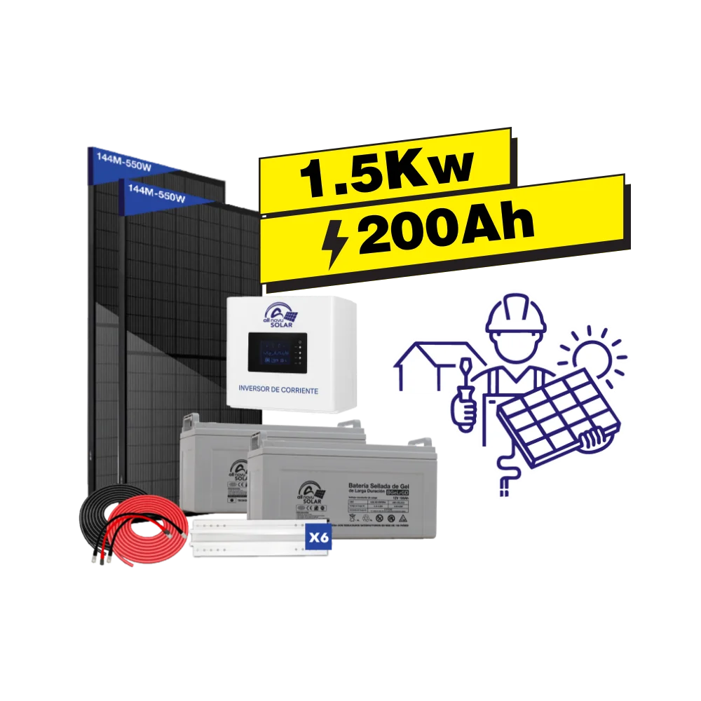 KIT SOLAR DE 1.5KW 200Ah + SERVICIO DE INSTALACIÓN