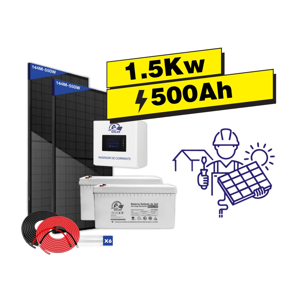 KIT SOLAR DE 1.5KW 500Ah + SERVICIO DE INSTALACIÓN