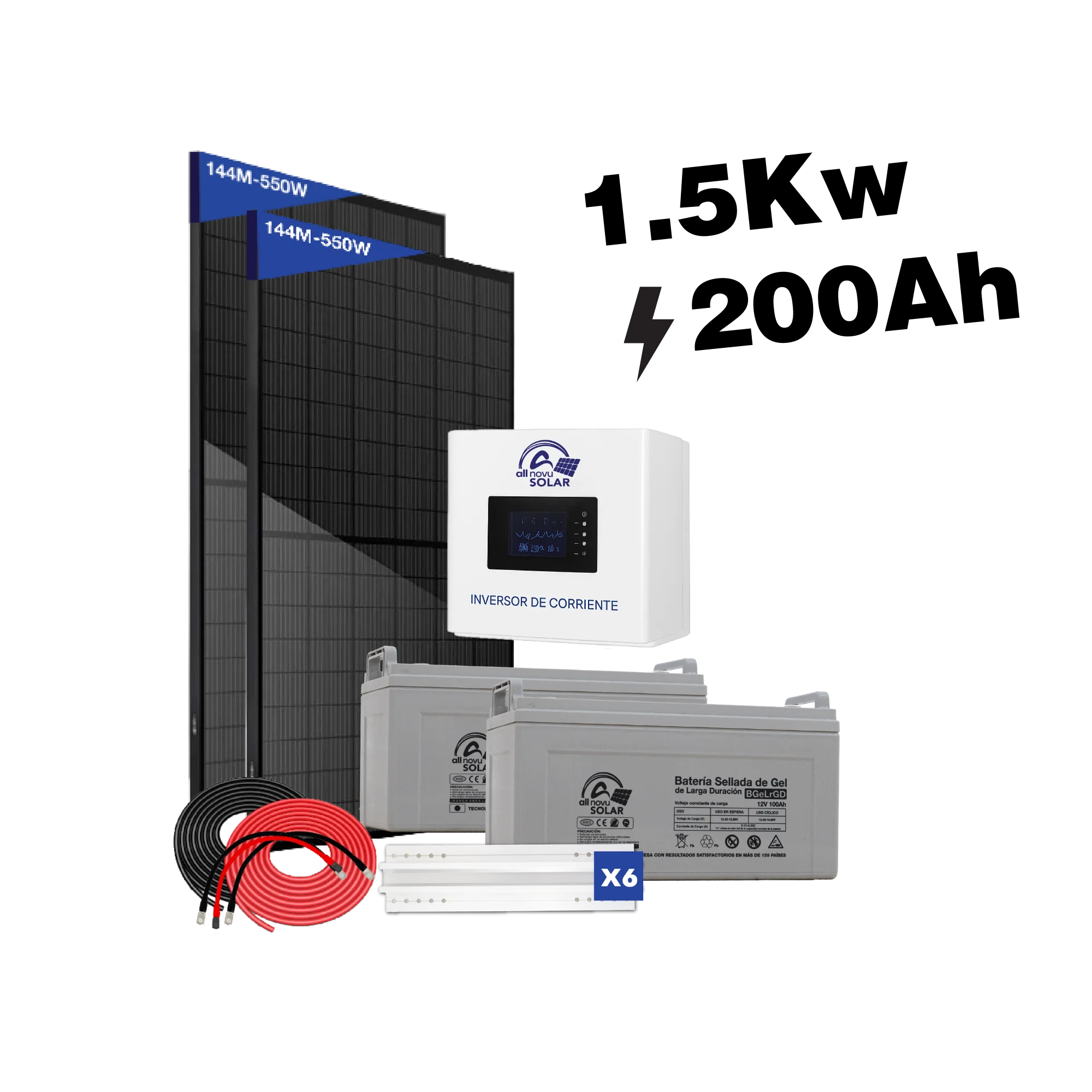 KIT SOLAR 1.5 KW 200AH ALLNOVU