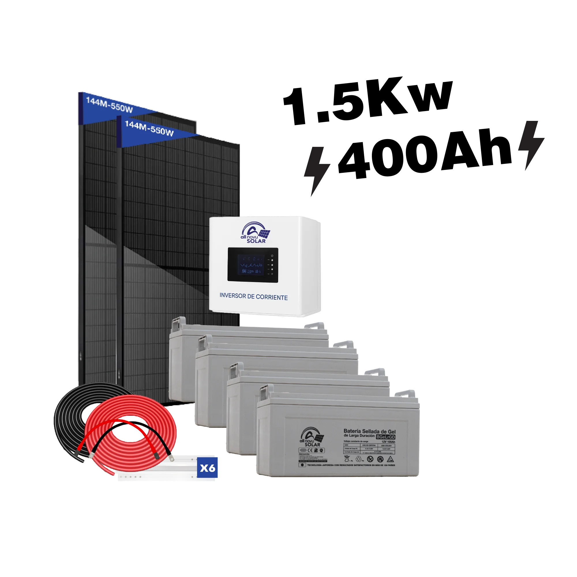 KIT SOLAR 1.5 KW ALLNOVU 400Ah